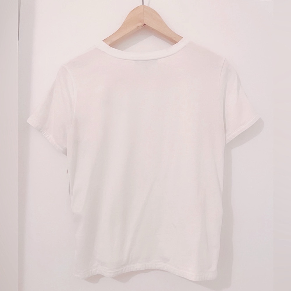 Maje White Short Sleeve Tee with Side Button Detail - Picture 2 of 8